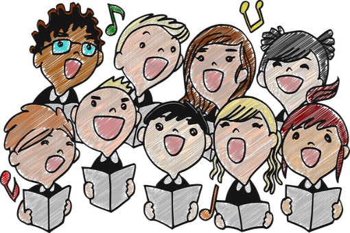 Cartoon of a happy group of singers